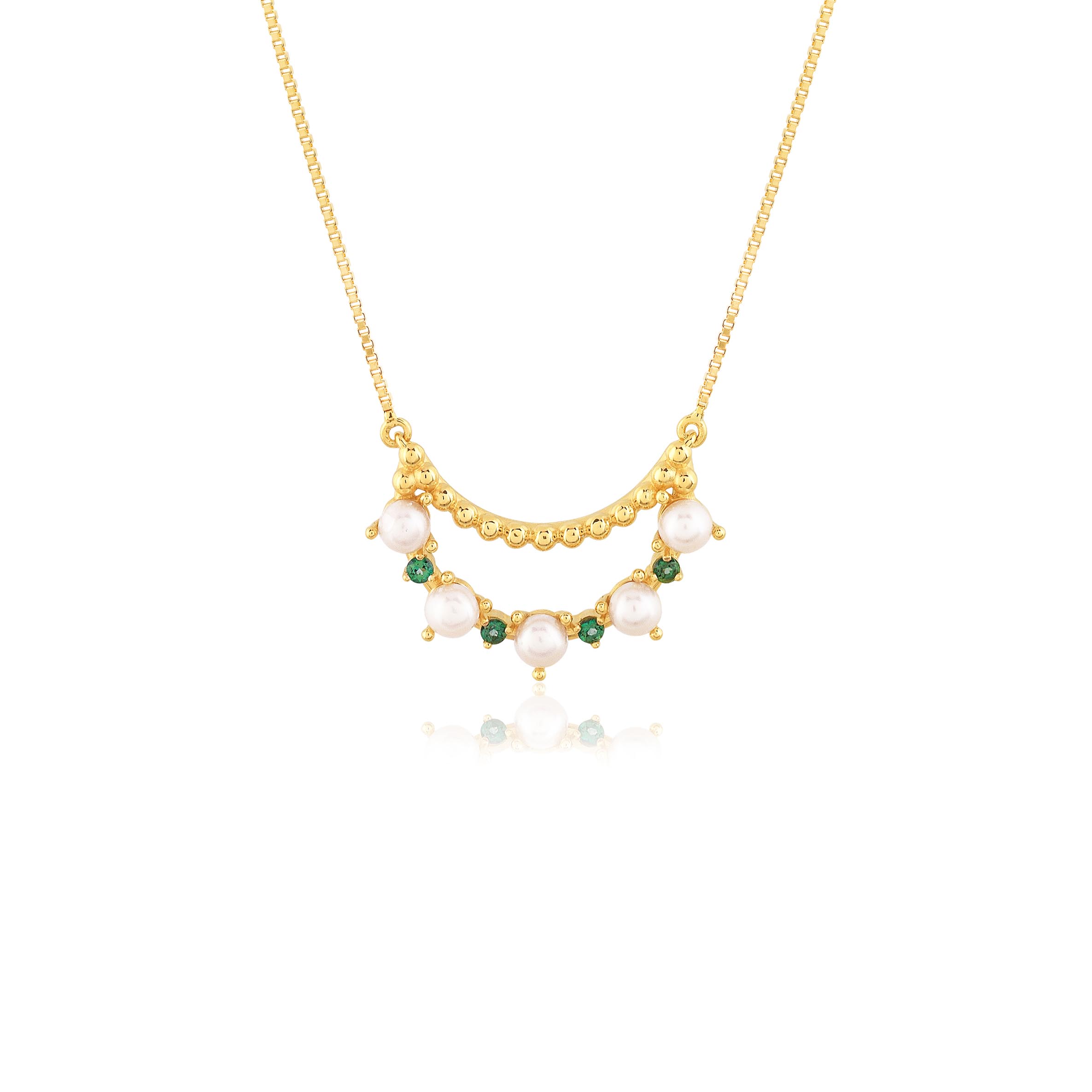 GARGANTILHA OURO AMARELO 18K COM PEROLA E TOPAZIO RAINFOREST