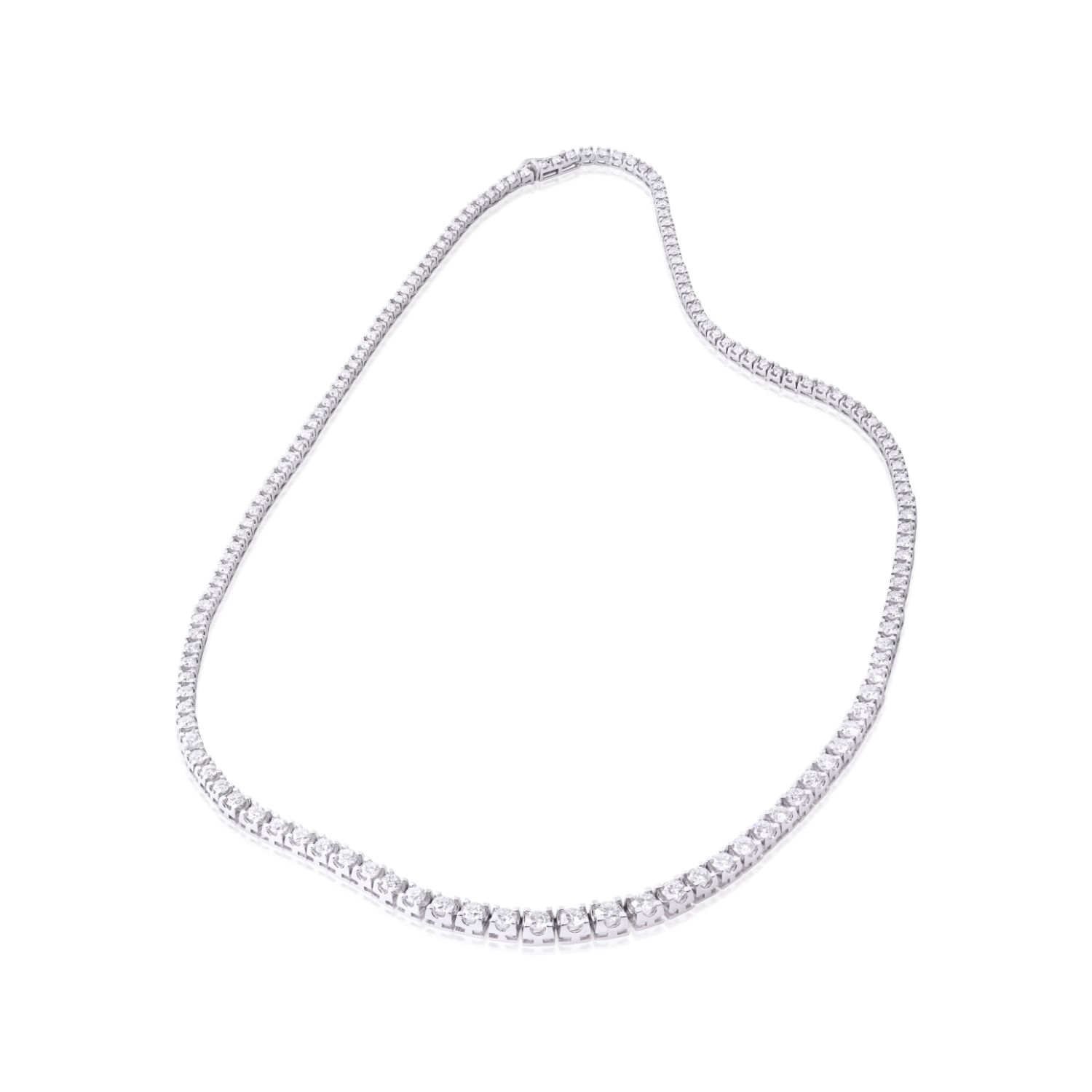 GARGANTILHA RIVIERA QUADRADA DEGRADE OURO BRANCO 18K 45CMS COM BRILHANTE