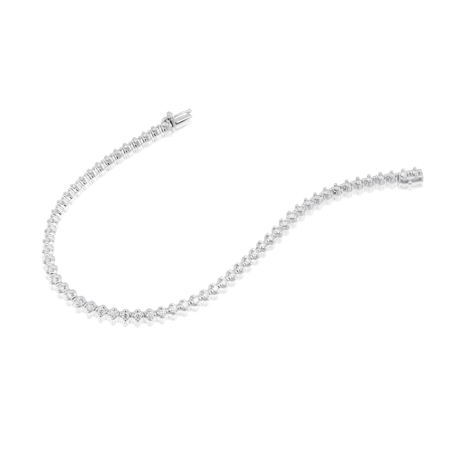 PULSEIRA RIVIERA GREGA OURO BRANCO 18K 18CMS 3 PTOS X 2MM COM BRILHANTE