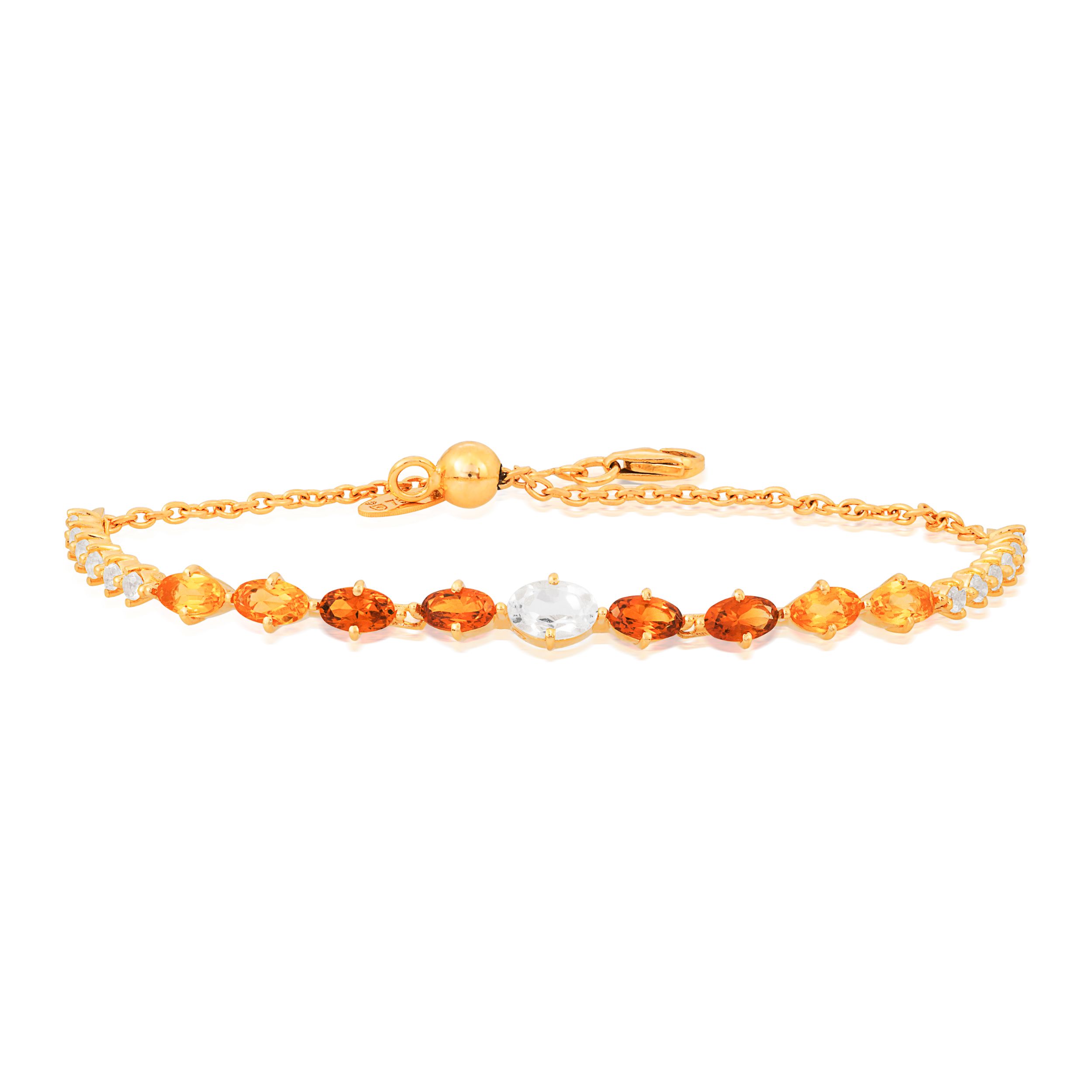 PULSEIRA OURO AMARELO 18K COM TOP.BRANCO CITRINO ESCURO E CITRINO CLARO