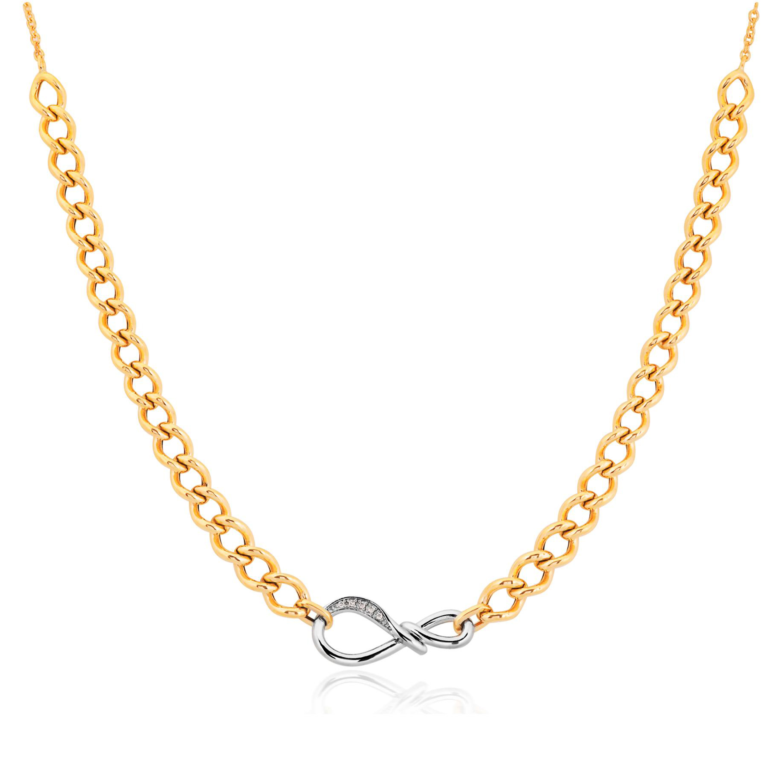 GARGANTILHA OURO AMARELO E BRANCO 18K INFINITO COM BRILHANTE