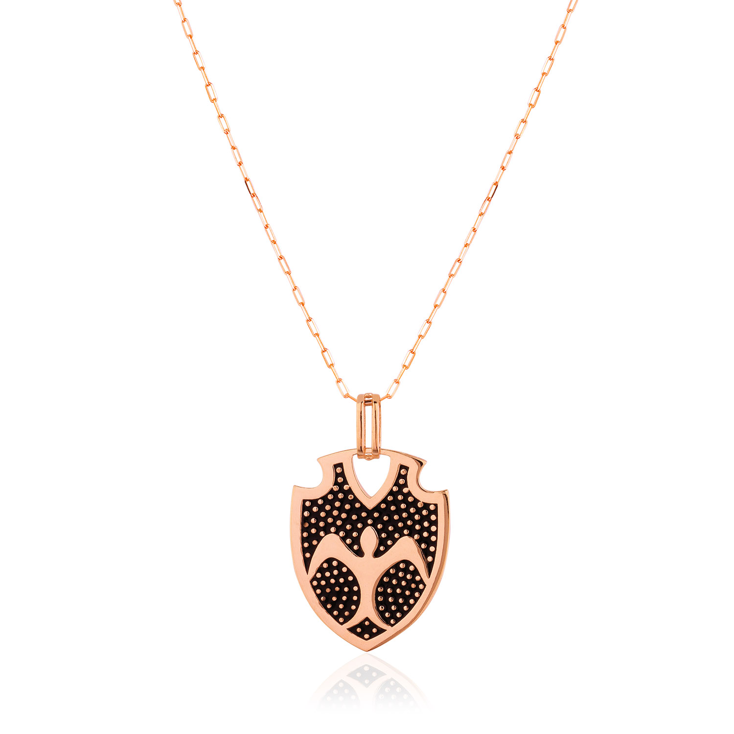 GARGANTILHA OURO 18K ESCUDO ESPIRITO SANTO COM PIGMENTO PRETO