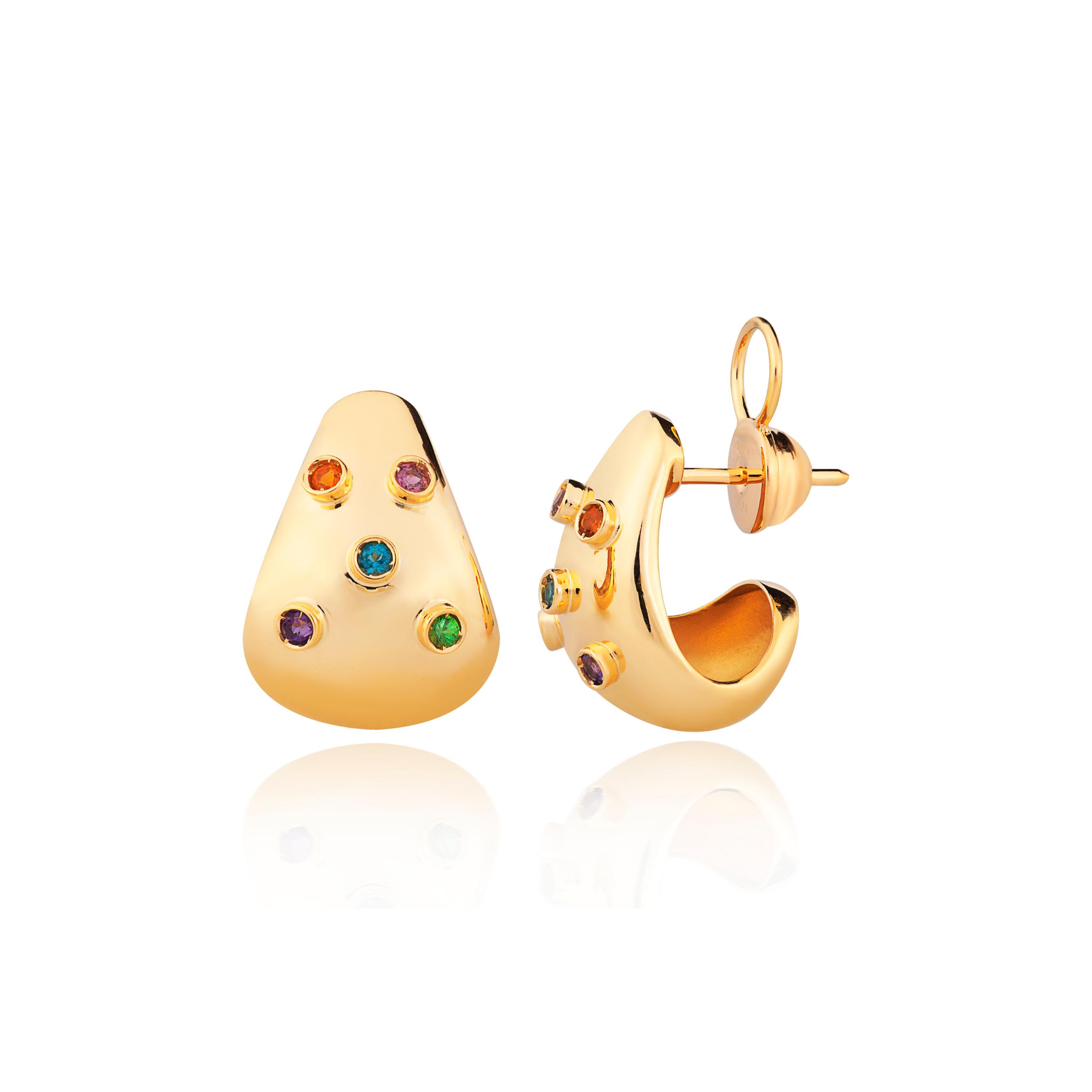 BRINCO OURO AMARELO 18K COM TSAVORITA RODOLITA TOP.LONDON CITRINO AMETISTA