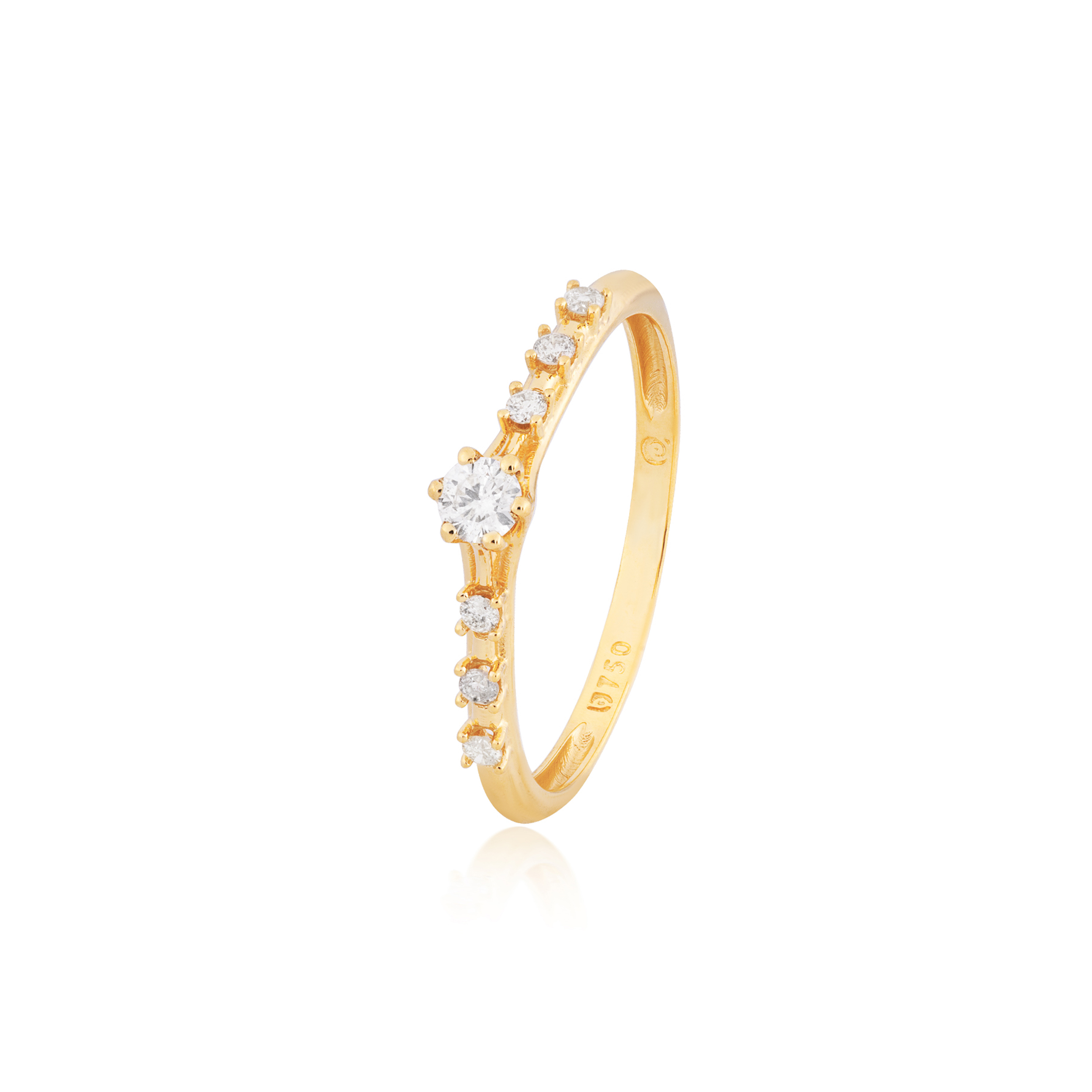 ANEL SOLITARIO OURO AMARELO 18K COM BRILHANTE (CENTRO 10 PTOS)