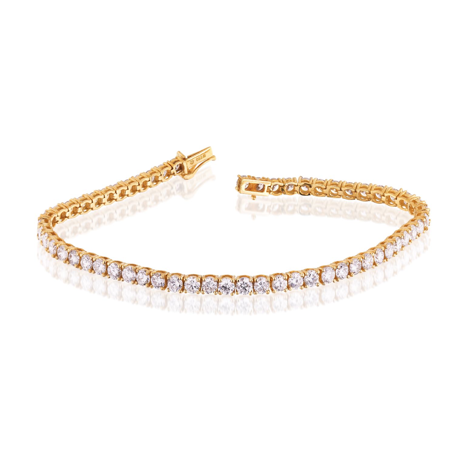 PULSEIRA RIVIERA REDONDA OURO AMARELO 18K 18CM 3MM (10 PTOS) COM BRILHANTE
