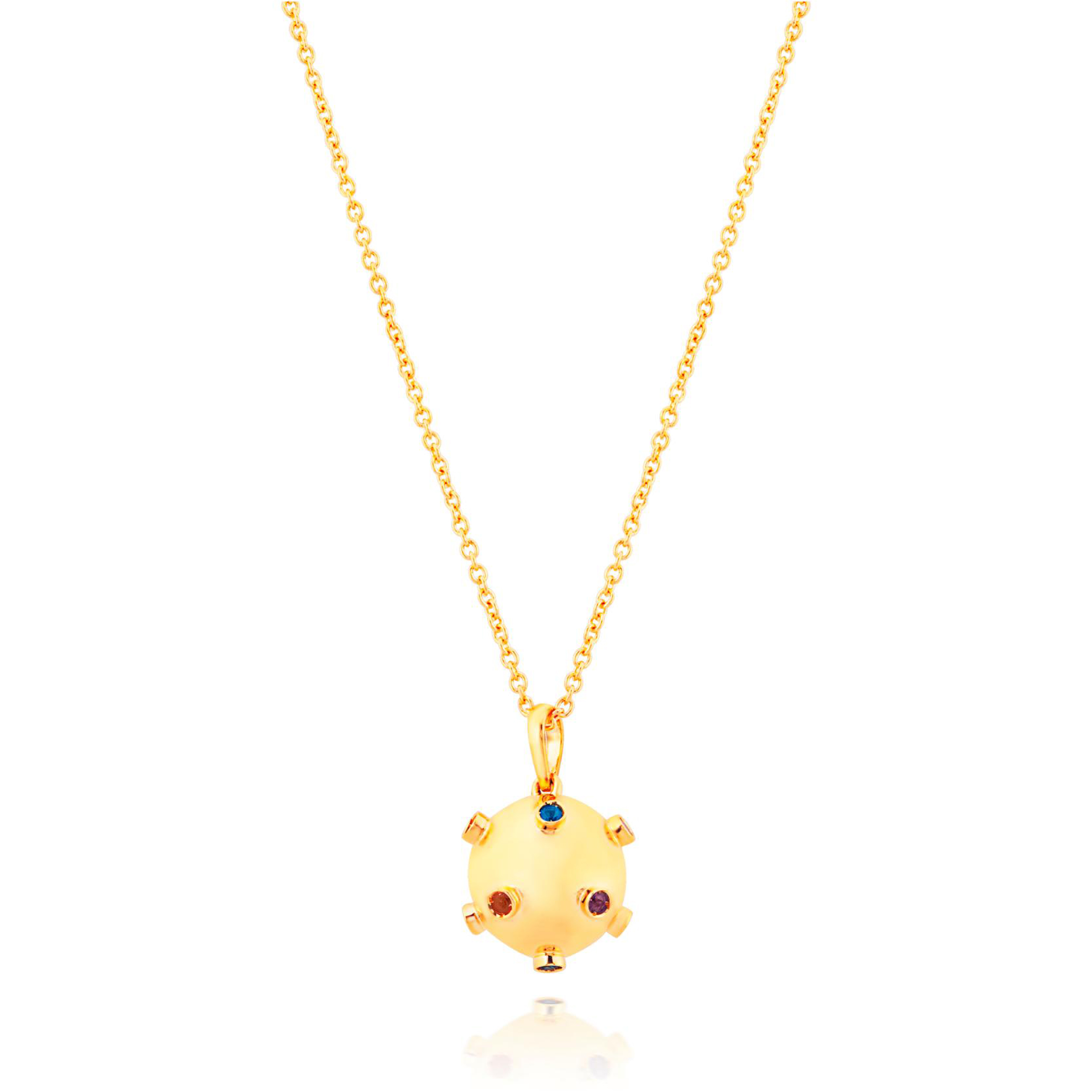 GARGANTILHA BOLA OURO AMARELO 18K COM TSAVORITA RODOLITA IOLITA TOP.LONDON CITRINO AMETISTA