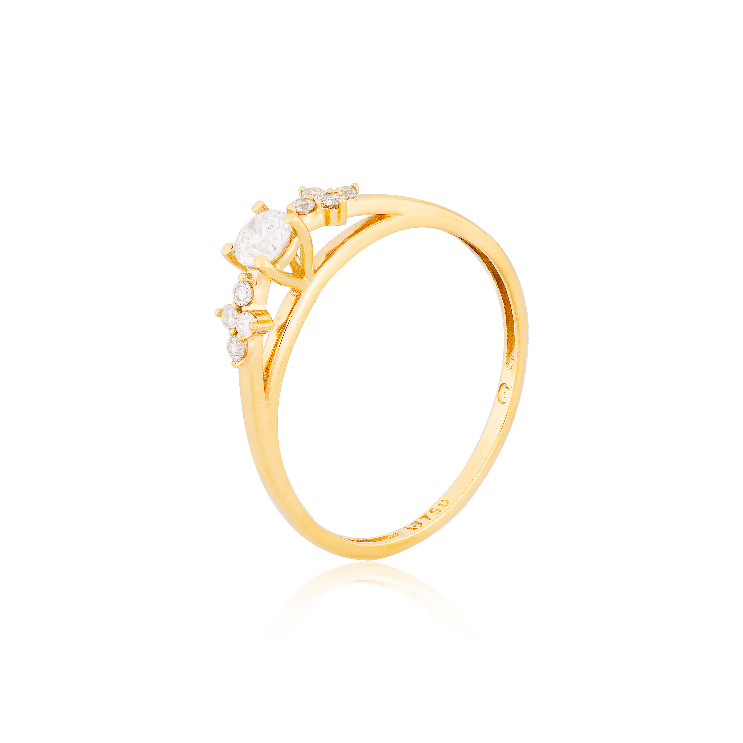 ANEL SOLITARIO OURO AMARELO 18K COM BRILHANTE (CENTRO 10 PTOS)