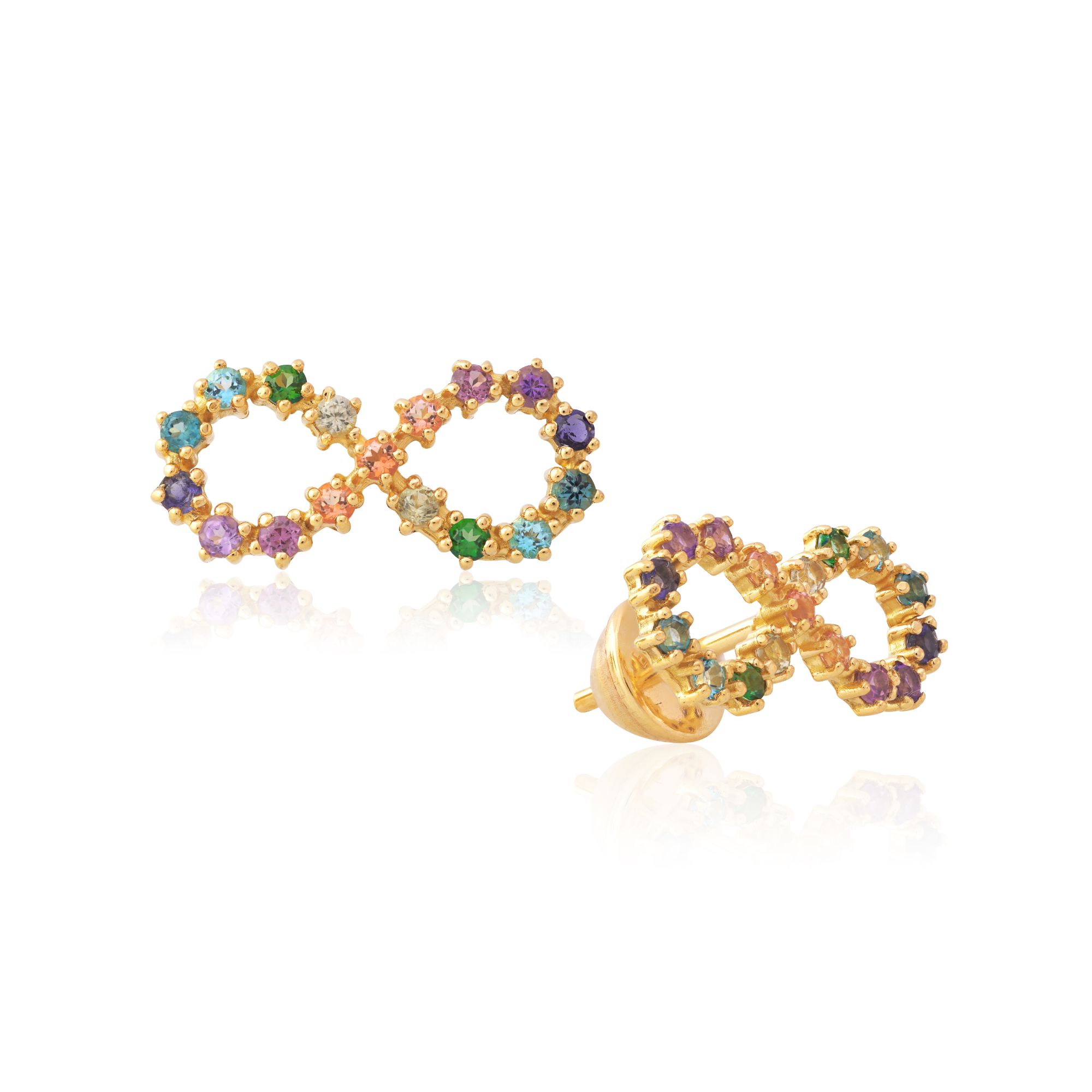 BRINCO INFINITO OURO AMARELO 18K COM T. PEACH ROD. AM. IOLITA T.AZUL T.LONDON T.RAINF. SAF.VERDE