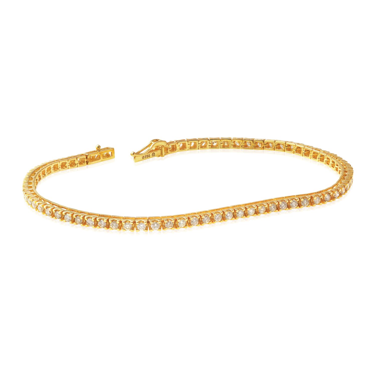 PULSEIRA RIVIERA QUADRADA OURO AMARELO 18K 18CMS 2 PTOS COM BRILHANTE