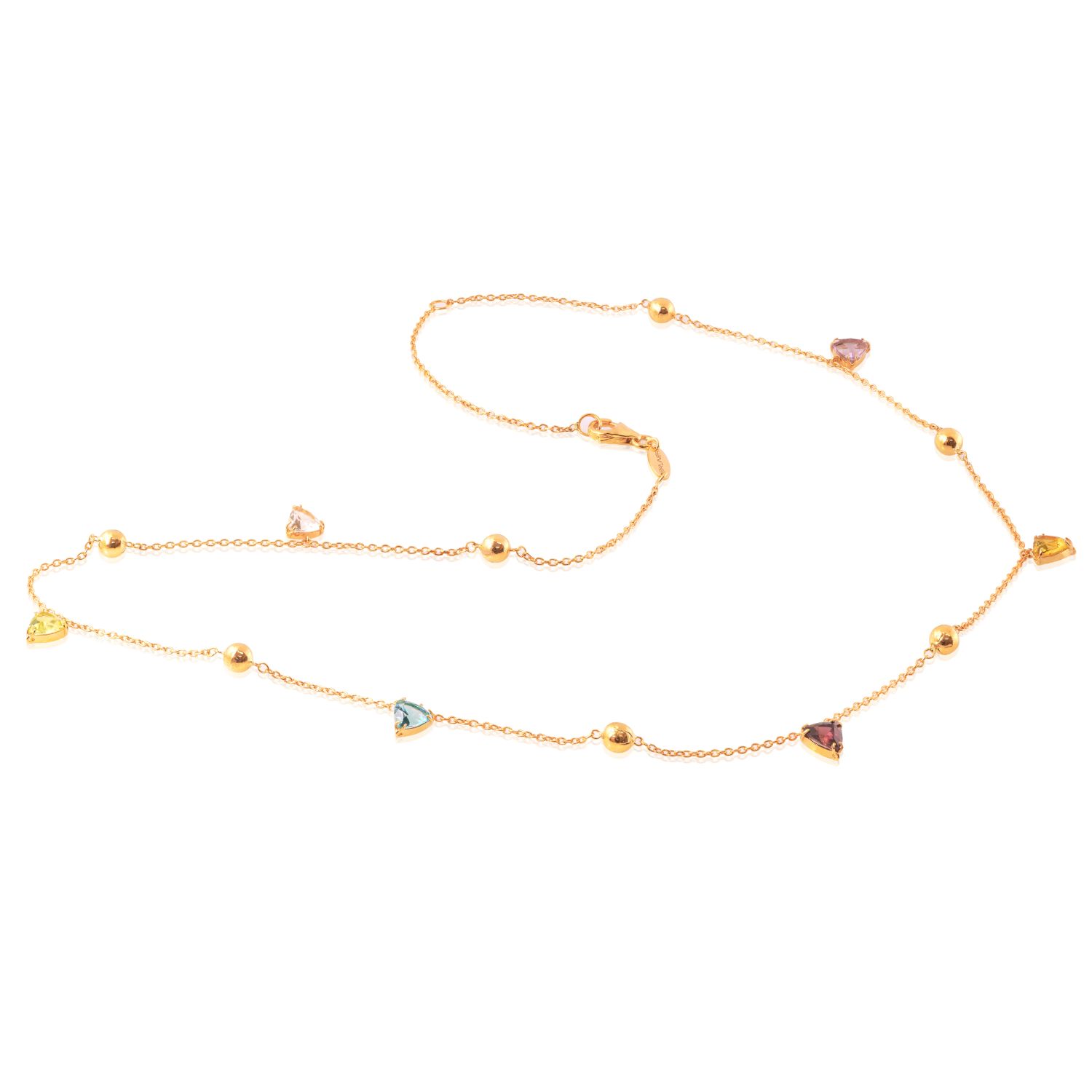GARGANTILHA OURO AMARELO 18K TRILLON COM AMETISTA RODOLITA TOP. AZUL CITRINO CRISTAL GREEN GOLD